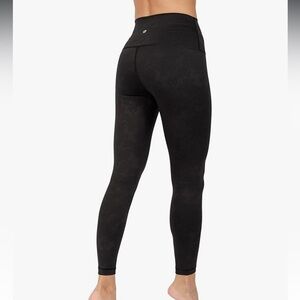 90 Degree by Reflex Hi Rise Ankle Length Leggings Leopard Black Jacquard XSmall